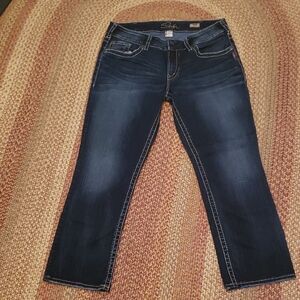 Silver Jeans Women's Dark Blue Cropped Jeans
